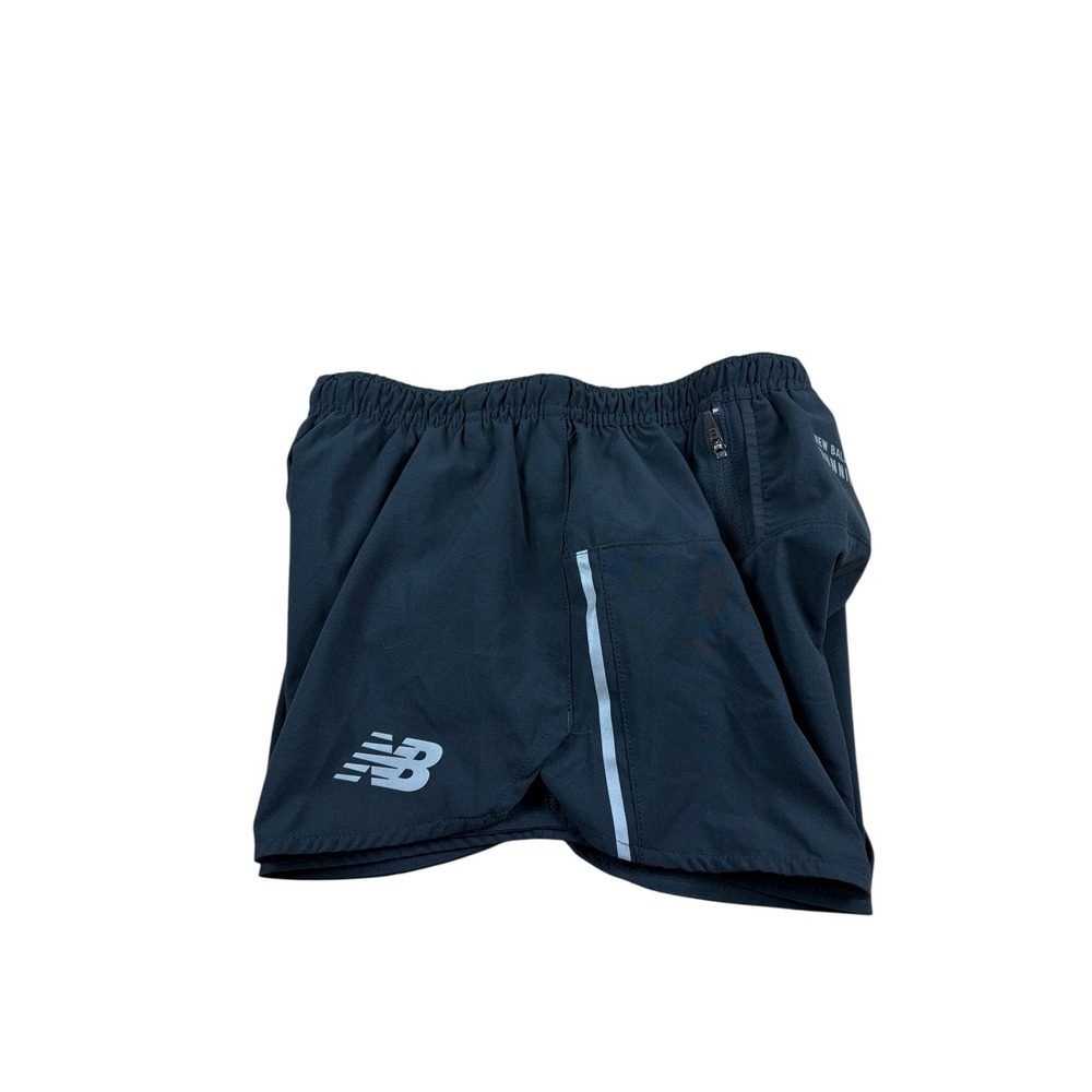 New Balance Women's Black Running Shorts liner XS Zipper Pocket Reflective Trim